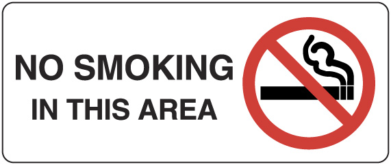 SIGN NO SMOKING IN THIS AREA 450X200 METAL 301P 